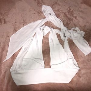 White Tie-Back Halter Top